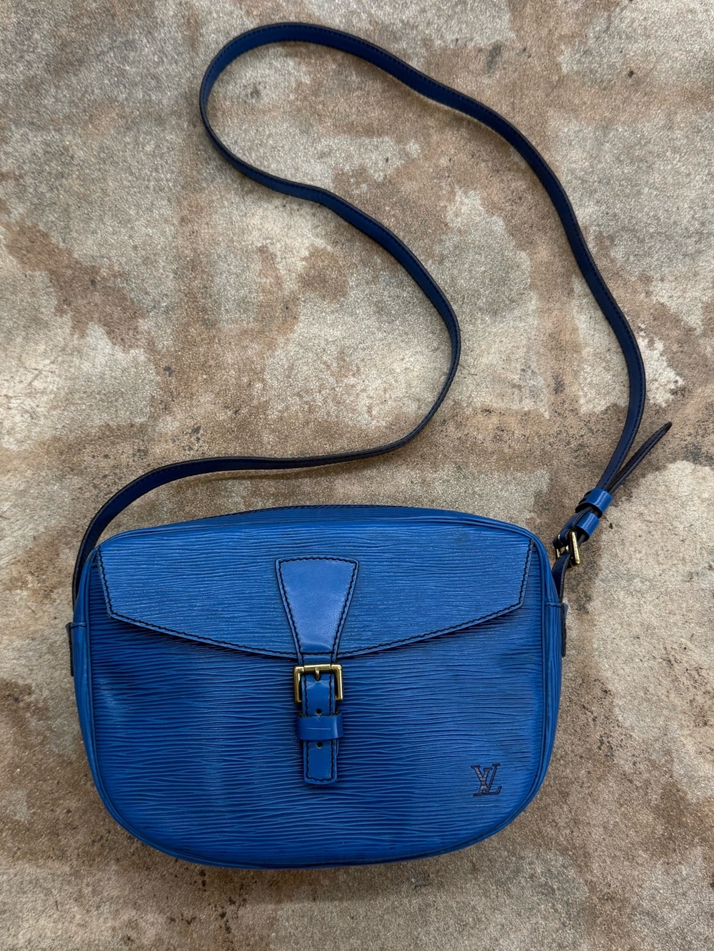 Louis Vuitton Jeune Fille Deep Blue Epi Leather Crossbody Bag with Buckle